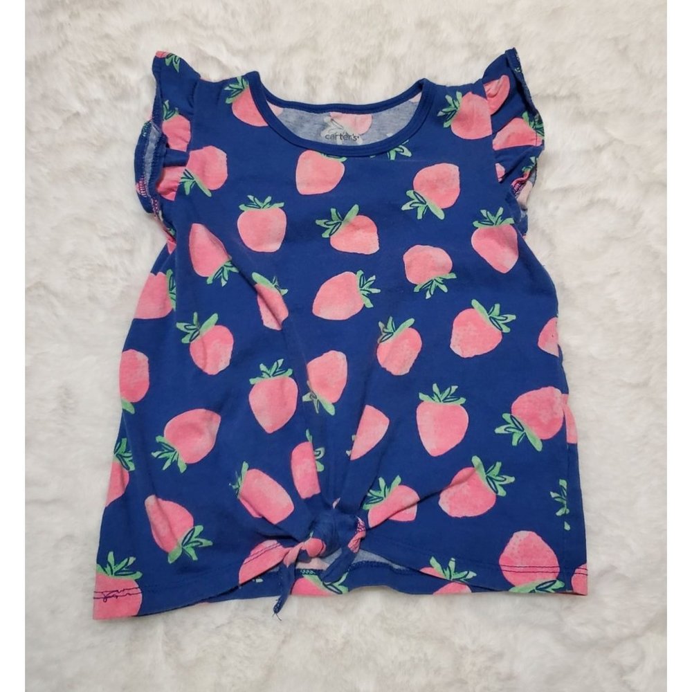GUC 3T Carter's Strawberry Tie Front Jersey Tee Sleeveless Summer Tank Top Shirt